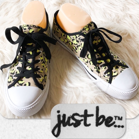 Just Be Neon Leopard Print Sneakers - Picture 1 of 6